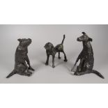 RACHEL WOOD trio of bronze figures - being studies of two dogs, entitled 'Standing Hairy Moses', '