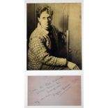 DYLAN THOMAS 1940s framed portrait-photograph of the poet and inscribed by Thomas to his friend '