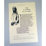 DYLAN THOMAS rare single-sheet with the poem 'In Memory of Ann Jones' and a side illustration by