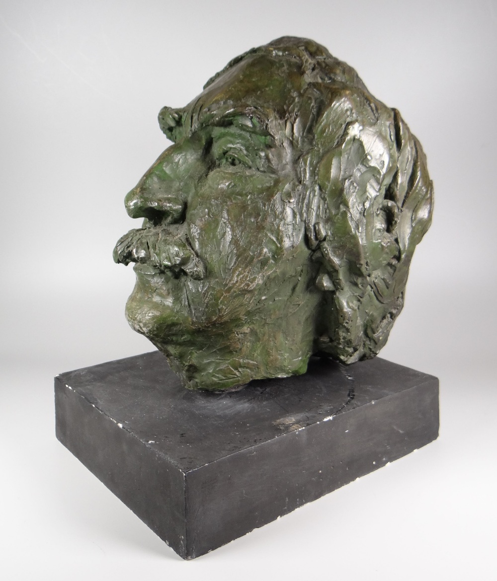 SHEILA-JEAN NEWTON (RA d.2000) a fine composition bust of Sir Kyffin Williams, 27cms high on an - Image 3 of 5