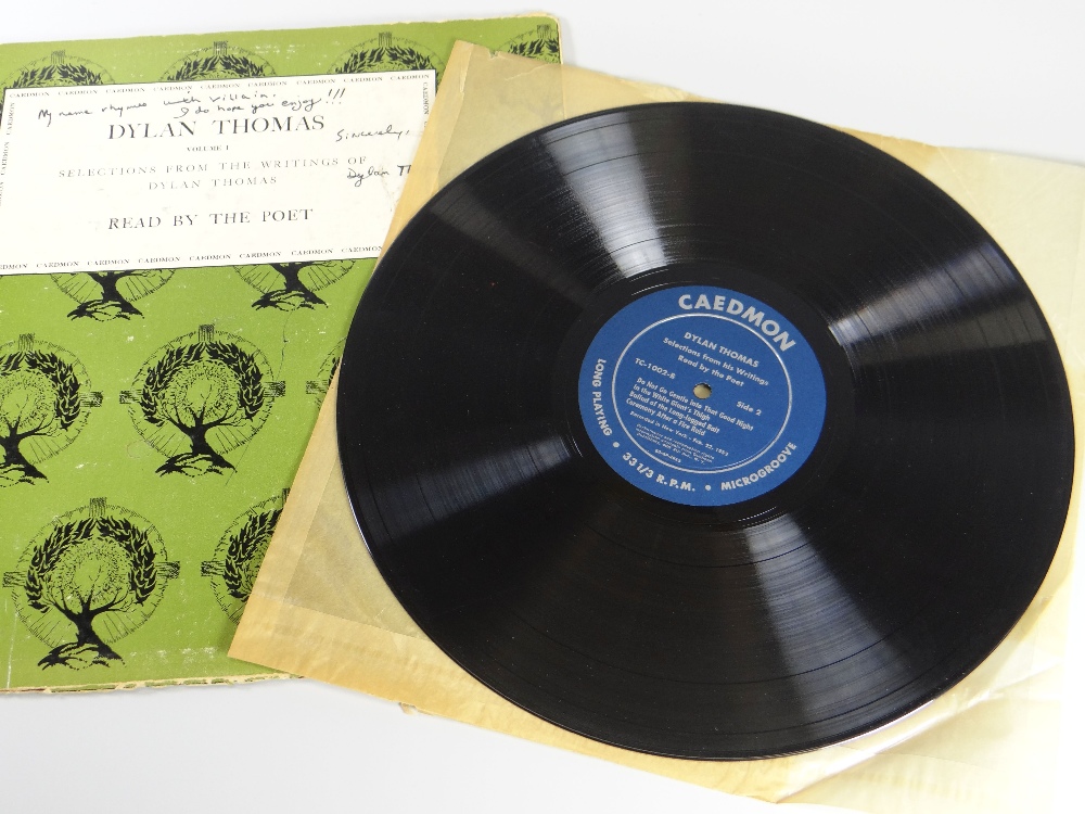 DYLAN THOMAS LP 'Reading Volume 1' signed by the poet on the upper-sleeve and inscribed 'My name - Image 3 of 4