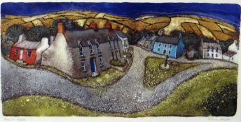 CHRIS NEALE limited edition (23/500) coloured print - rows of colourful Pembrokeshire houses and