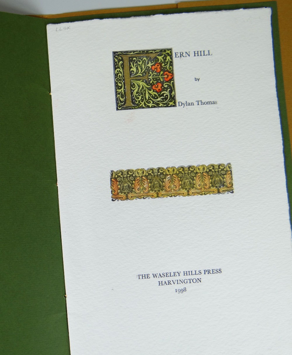 DYLAN THOMAS, three fine small-press limited editions: 1. 'The Rev Eli Jenkins Prayer', 1982, hand- - Image 3 of 6