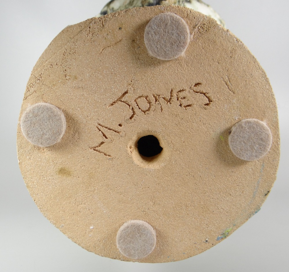 MARY JONES pottery and imbedded shards of crockery with paint - head and neck bust, signed, 32cms - Image 3 of 3