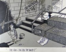 GRENFELL 'GREN' JONES MBE (1934-2007) original drawing - humorous satirical cartoon relating to