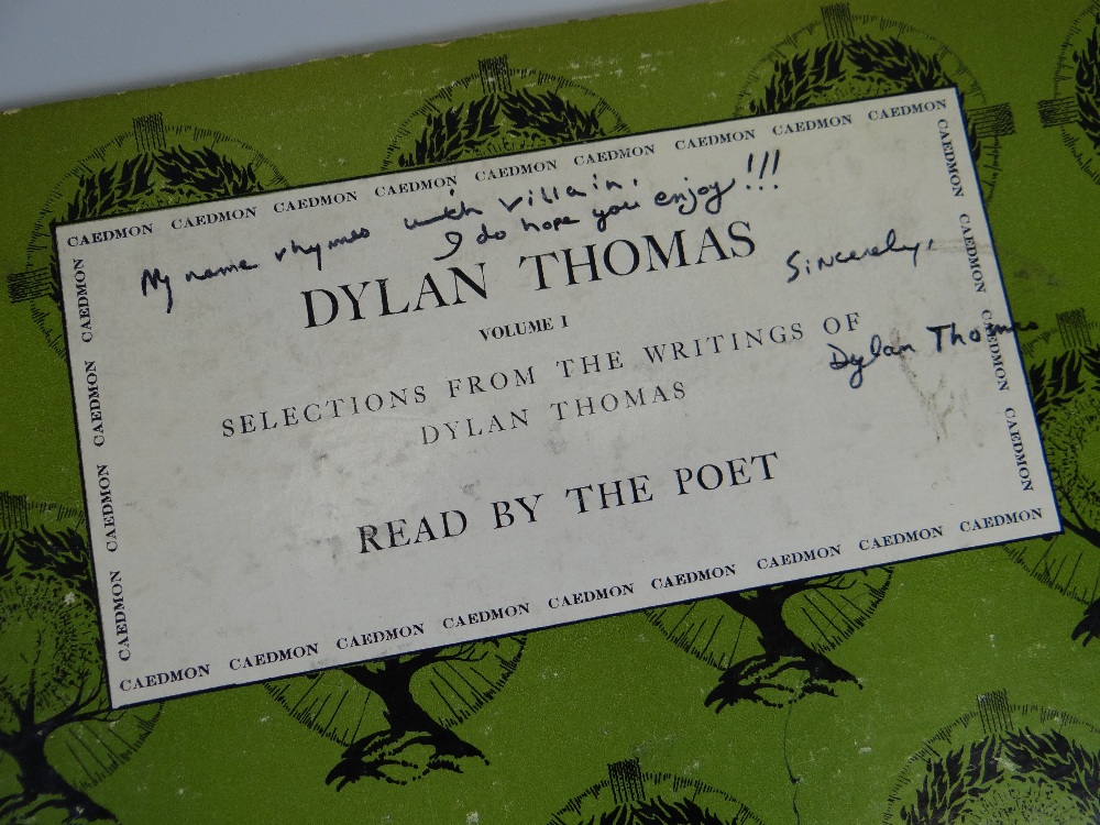 DYLAN THOMAS LP 'Reading Volume 1' signed by the poet on the upper-sleeve and inscribed 'My name - Image 2 of 4