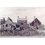 SIR KYFFIN WILLIAMS RA limited edition (74/200) print - upland village with chapel, signed, 40 x