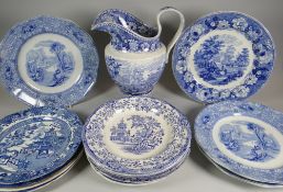 A PARCEL OF SWANSEA BLUE & WHITE TRANSFER POTTERY mainly Willow pattern