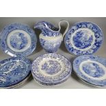 A PARCEL OF SWANSEA BLUE & WHITE TRANSFER POTTERY mainly Willow pattern