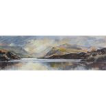 ALED PRICHARD JONES pastel - entitled verso on Albany Gallery Label 'Snowdon from Llyn Llydaw',