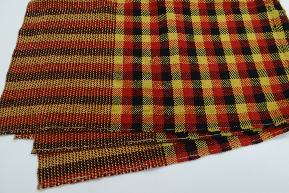 A WEST WALES TRADITIONAL BLANKET in red, black & mustard check, believed to be from Llanrhystud - Image 4 of 4