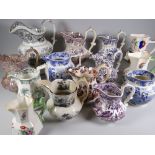 A COLLECTION OF FOURTEEN ANTIQUE WELSH JUGS including Swansea and marked South Wales Pottery,