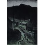 GEORGE CHAPMAN limited edition (22/50) etching - South Wales street scene with child riding a