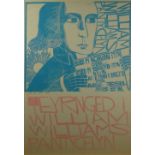 PAUL PETER PIECH two colour limited edition (6/50) woodcut - portrait of Welsh hymn writer '