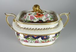 A GOOD SWANSEA PORCELAIN TWIN-HANDLED SUCRIER & COVER in Japan pattern No.225 and having a closed-