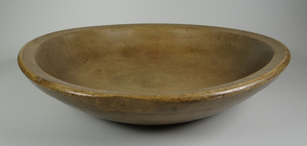 A SYCAMORE WELSH DAIRY BOWL with turned rim, 35cms diam - Image 2 of 2