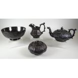 A RARE LLANELLY FOUR-PIECE MOURNING TEA-SERVICE for Prince Albert, circa 1861, with blacked