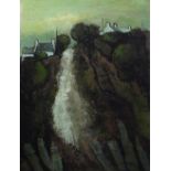 WILF ROBERTS limited edition (3/20) print - Anglesey lane with roof-tops, entitled 'Tan -y-