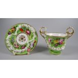 A RARE NANTGARW PORCELAIN CABINET CUP & STAND, circa 1818-20, of slightly flared u-shape in