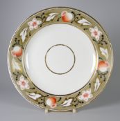 A SWANSEA PORCELAIN PLATE in pattern No. 297 with a band of stylised poppyseed boxes and flowers