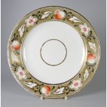 A SWANSEA PORCELAIN PLATE in pattern No. 297 with a band of stylised poppyseed boxes and flowers