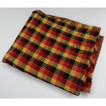 A WEST WALES TRADITIONAL BLANKET in red, black & mustard check, believed to be from Llanrhystud