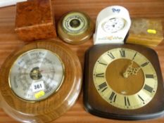 Aynsley mantel clock, two wall barometers and similar items