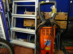 Clarke Jet 5000 power washer E/T and a metal stepladder