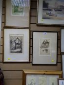Winnie the Pooh framed sketches, an early Conwy River print and other vintage prints