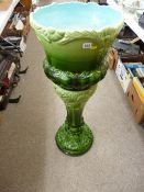 Staffs Majolica style jardiniere and stand with RD number