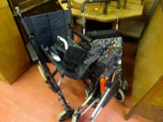 Wheelchair and a mobility walker with shopping basket