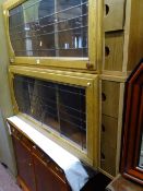 Pair of kitchen wall units with glazed doors and a compact yew two drawer/two door sideboard