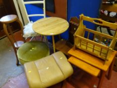 Parcel of miscellaneous furniture, magazine rack, nest of two tables, side table, planter stand,