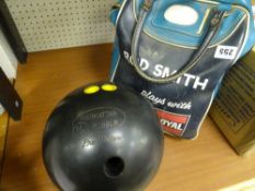 Ron Smith Uniroyal bowling bag and a Manhattan rubber Promaker ball