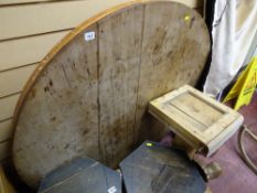 Circular wooden tilt top table (for restoration)