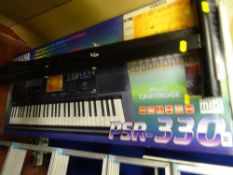 Yamaha PSR-330 electronic keyboard with 'X' frame stand E/T