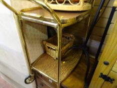 Two tier brass trolley and a black metal standard lamp E/T