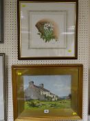 HENRY J LYON watercolour - Anglesey farmstead and a still life print
