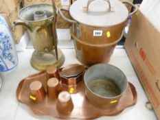 Quantity of copper and brassware