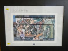 Framed 1977 print - 'Ed Povey Murals, Street Circus, Conwy'