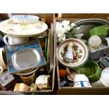 Two mixed boxes of ornamental and table crockery etc