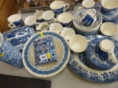 Large parcel of blue and white china including a Wood & Sons 'Chung' chimney vase, Broadhurst