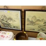 Two framed Japanese watercolour studies