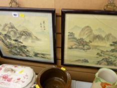 Two framed Japanese watercolour studies