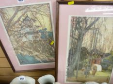 Pair of Japanese woodblock prints, signed and titled