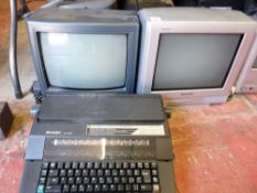 Parcel of four vintage televisions and a Sharp PA-3100S electric typewriter E/T