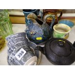 Jackfield style teapot, Fenton teaware and other items of pottery etc