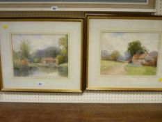 WILL OUTHWAITE two framed watercolours - countryside cottages, both signed