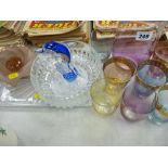 Selection of colourful and other glassware