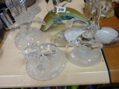 Selection of glass animal and bird figurines